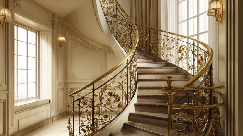 ornate victorian pattern featured in classic stair railing design