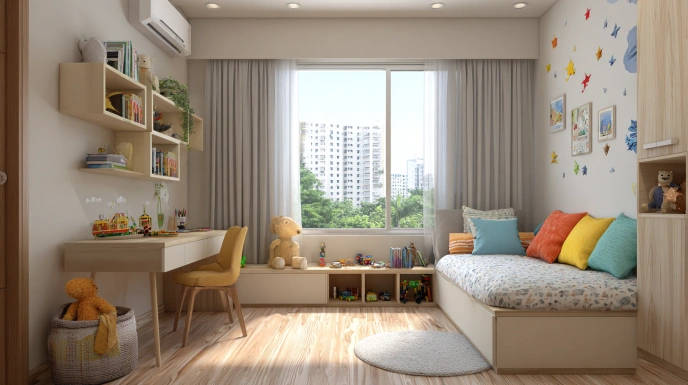 Kids' room with durable vinyl flooring