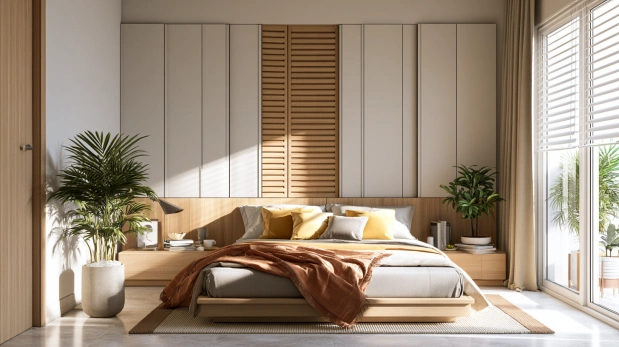 Wall-mounted wardrobe in small bedroomWall-mounted wardrobe in small bedroom