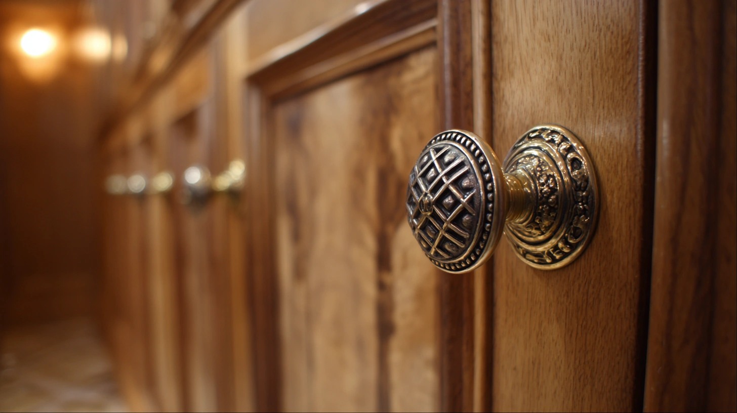 Rustic metal handles on wardrobe doors