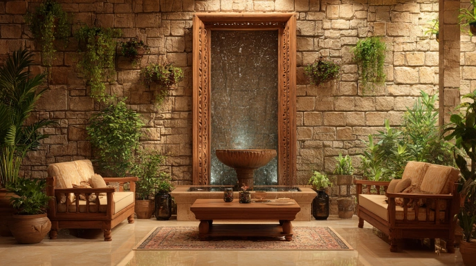 Indoor water feature in living room