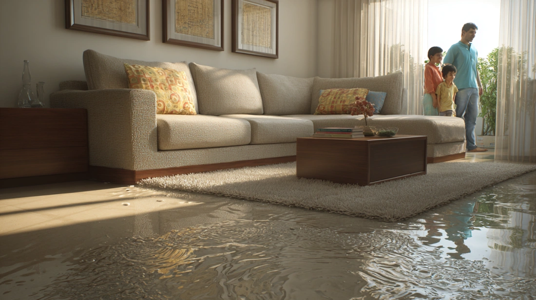 Waterproof carpet allows easy spill cleaning in living room