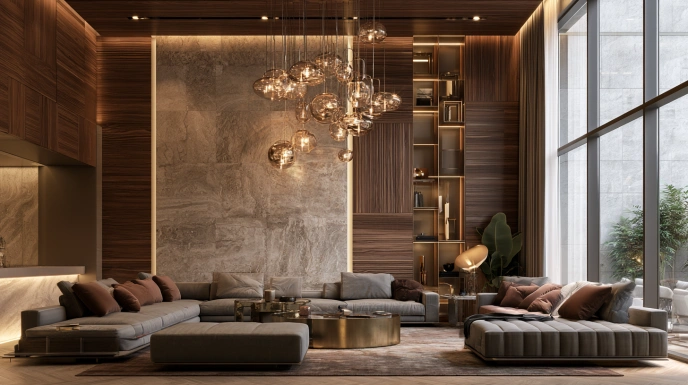 Premium materials in luxury living room