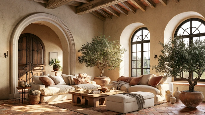Mediterranean interior design living room concept