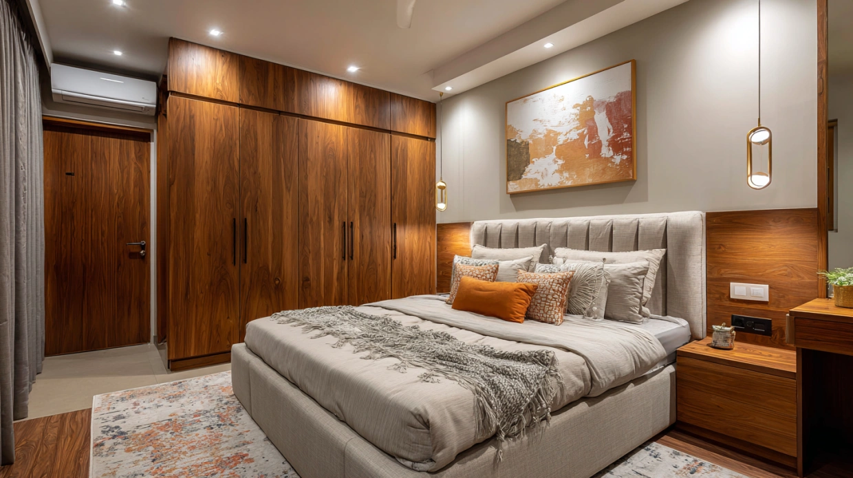 Bedroom with wardrobe partition room divider