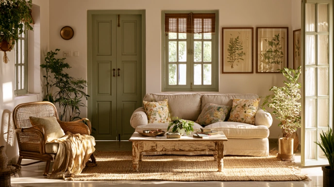 Defining elements of cottage living room design