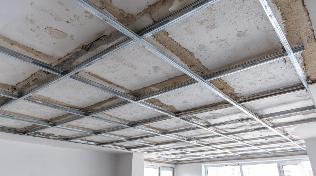 Diagram explaining the composition of a gypsum false ceiling