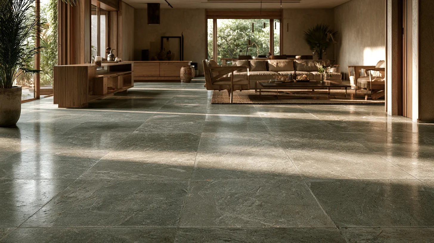 Greenish-grey Kota stone flooring in an Indian home