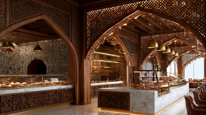 Whimsical cake shop interior design