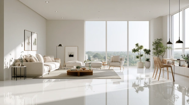 White IPS flooring in a bright apartment