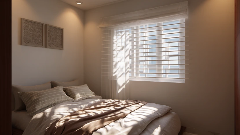 white finish window grill design for a bright and airy bedroom