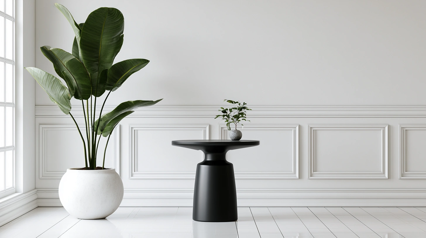 Black and white corner table