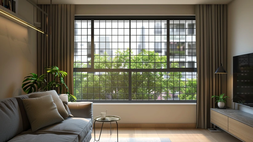 mild steel pattern featured in a durable window grill design