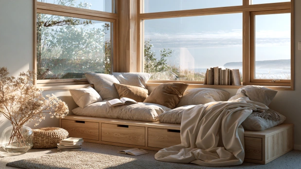 Window seat with storage drawers