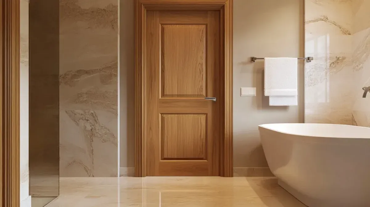 Elegant wood grain PVC Bathroom Door Designs for baths