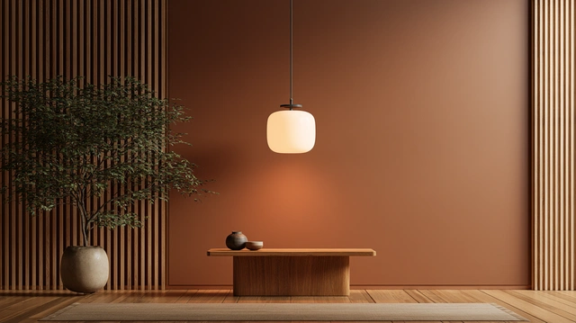 Wood corner table with light