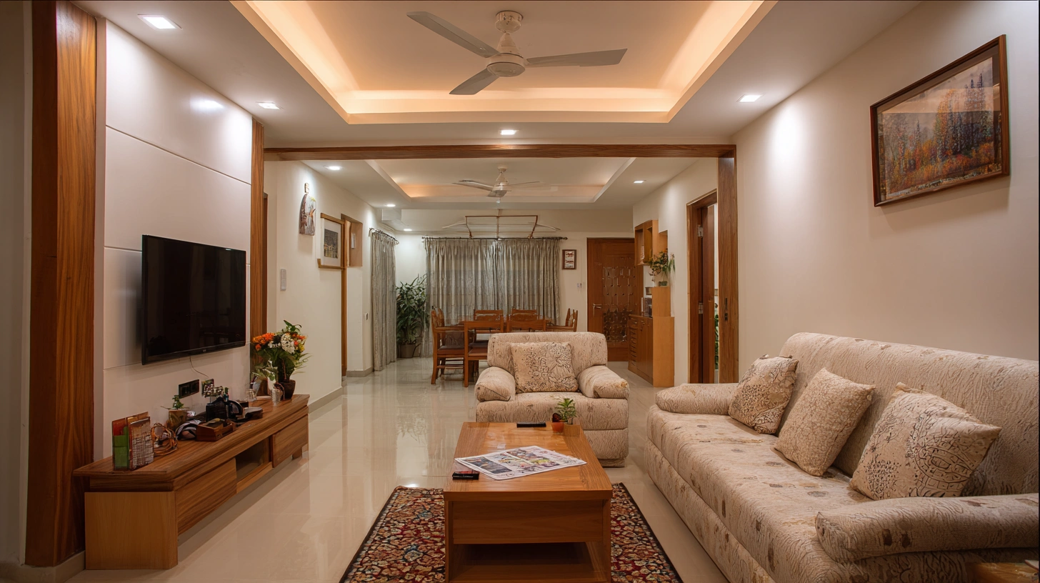 Intricate layered ceiling with hidden lights