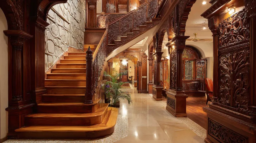 Wooden Staircase Pillar Designs