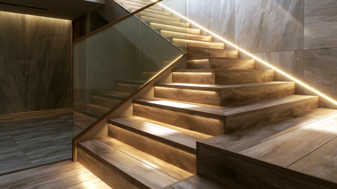 Wooden tiles stair design