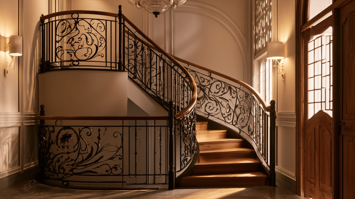 Wrought iron stair grill