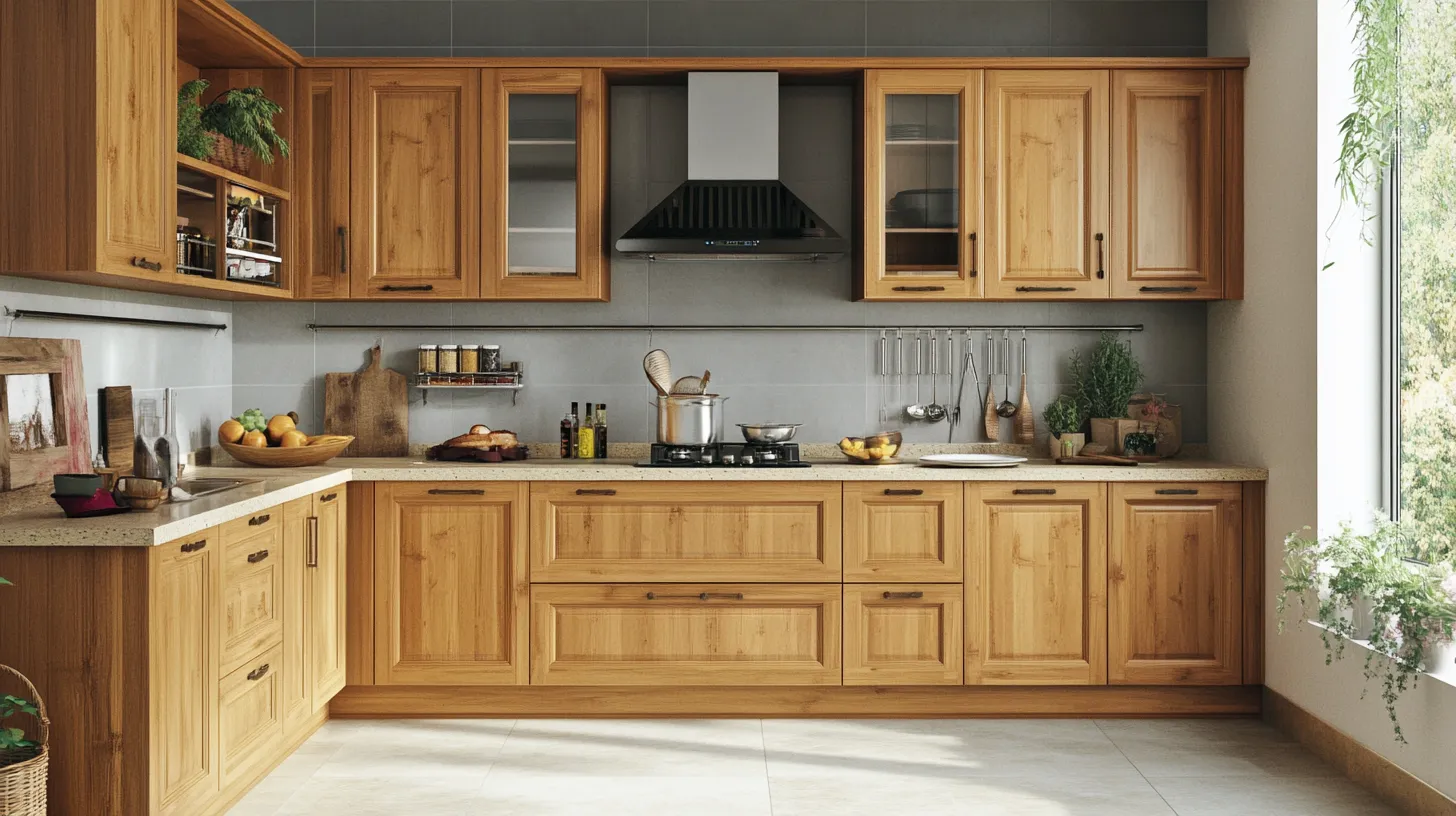 bamboo themed modular kitchen design