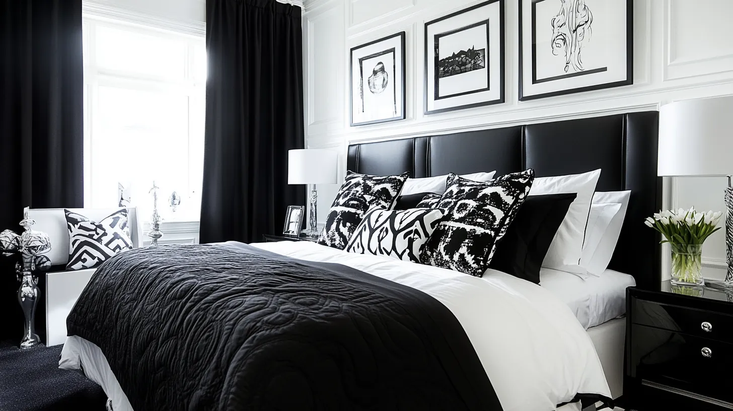 black with white bedroom design