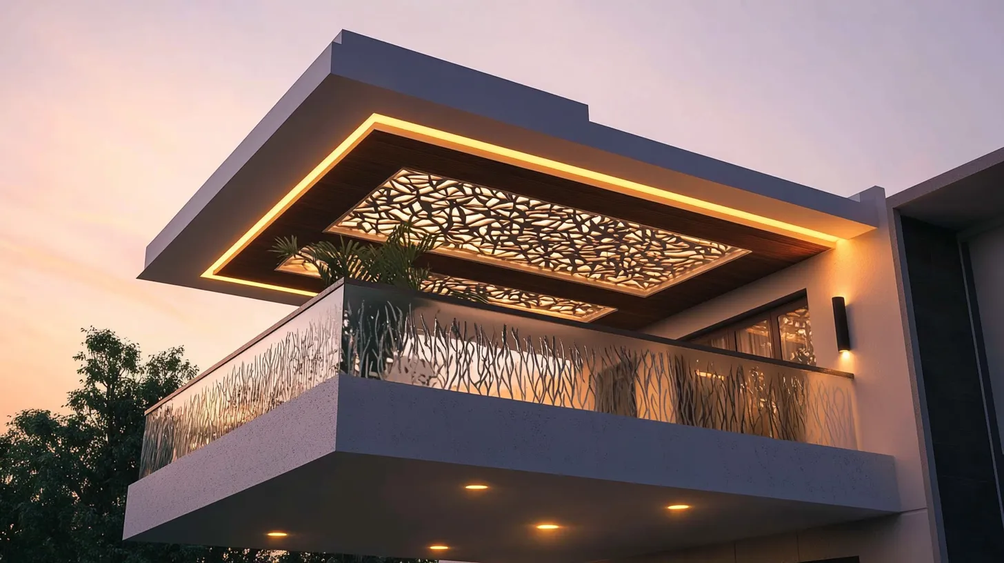 ceiling front balcony pop design for 2nd floor