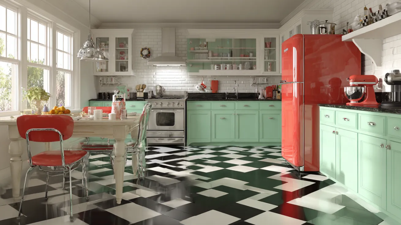 checked design flooring