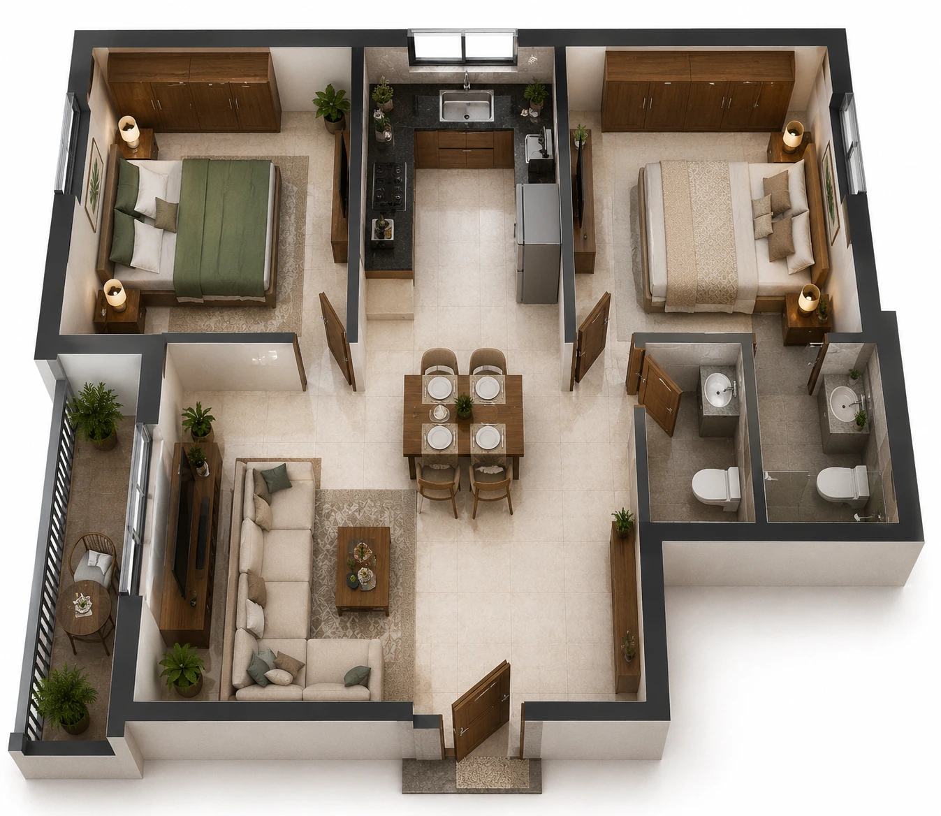 Compact 2 Bedroom House Plan