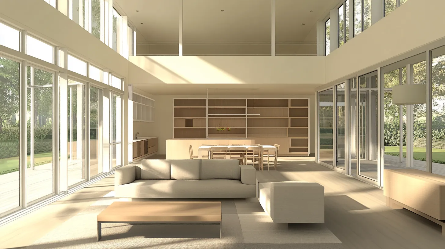 contemporary open plan drawing room layout