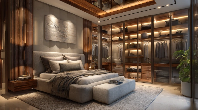 Luxury master suite with walk-in wardrobe