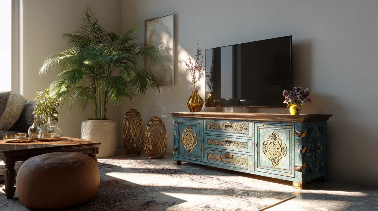eclectic boho tv unit design