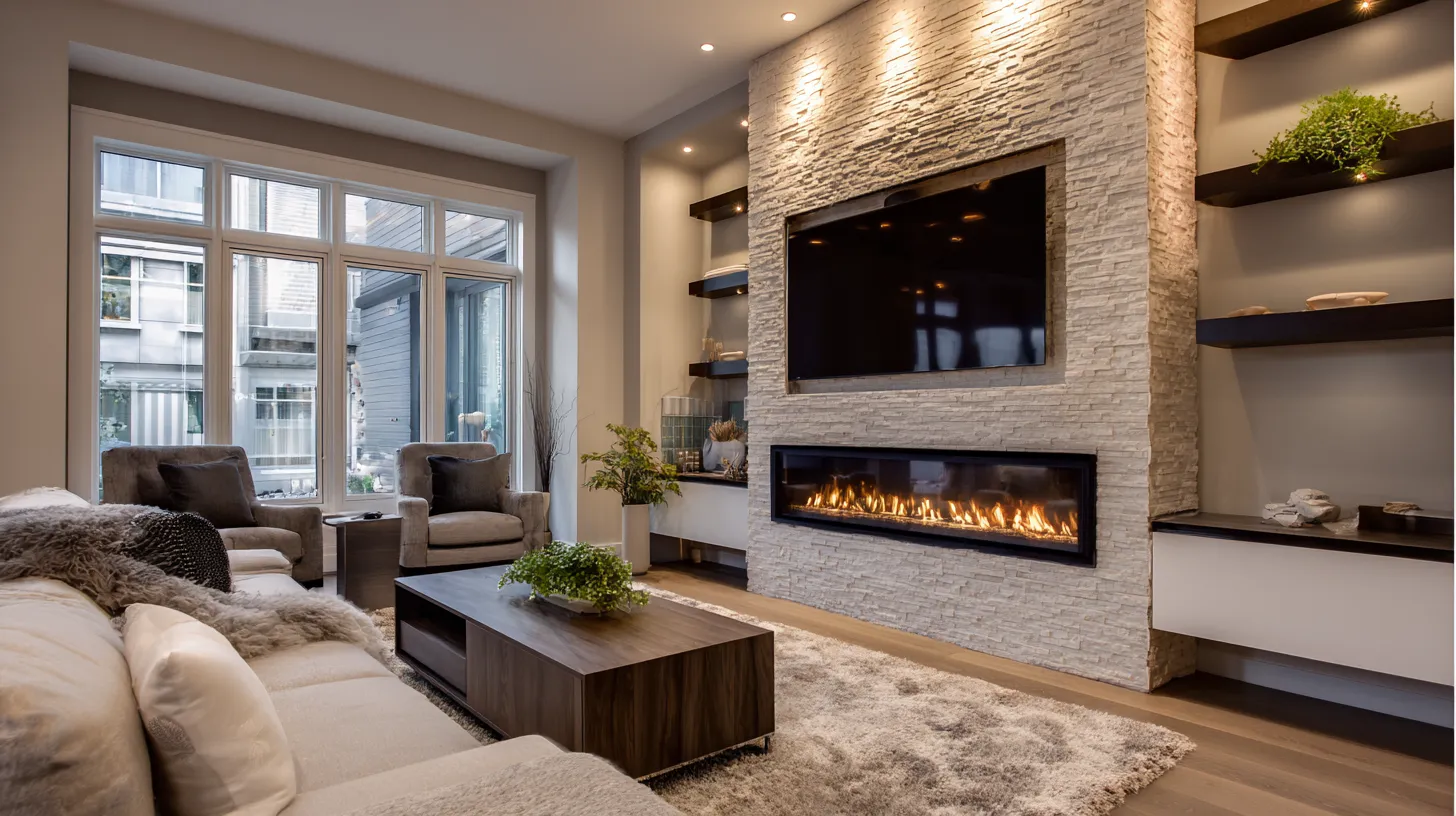 fireplace integration tv wall unit design