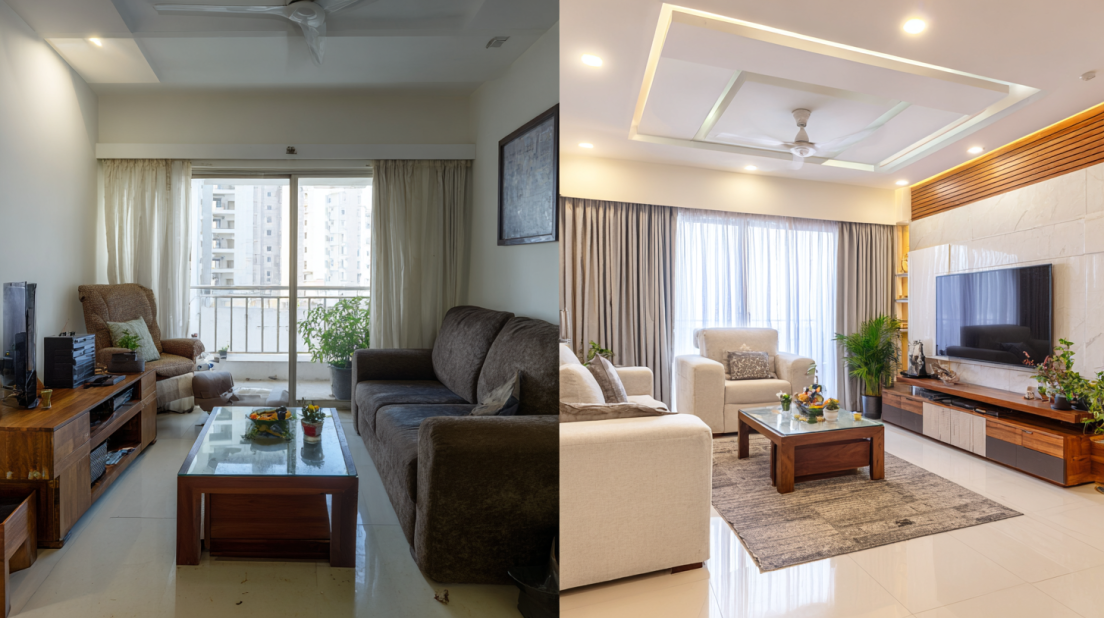 Flat interior designers in Bangalore living area modern