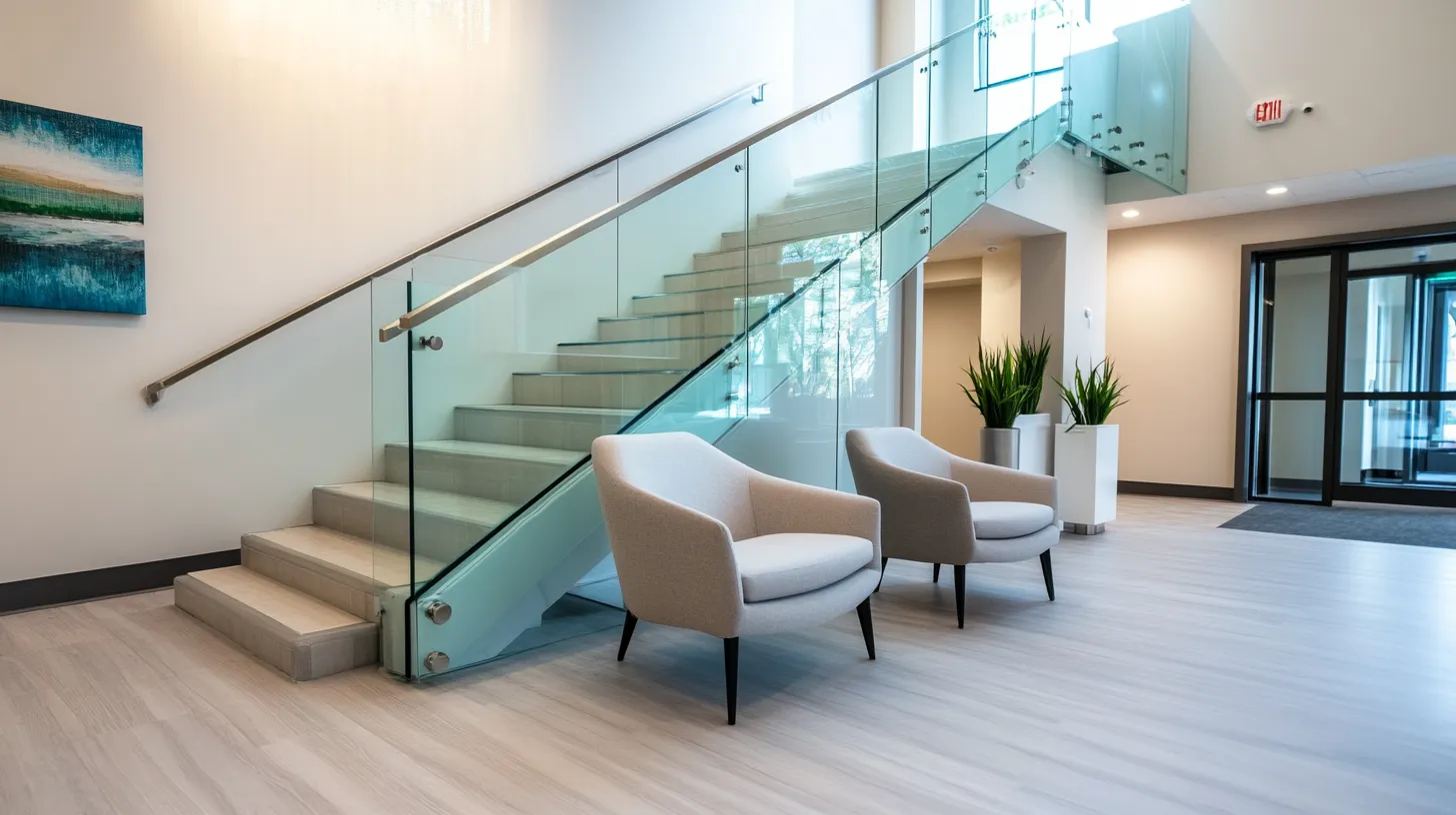 frameless glass stair railing design