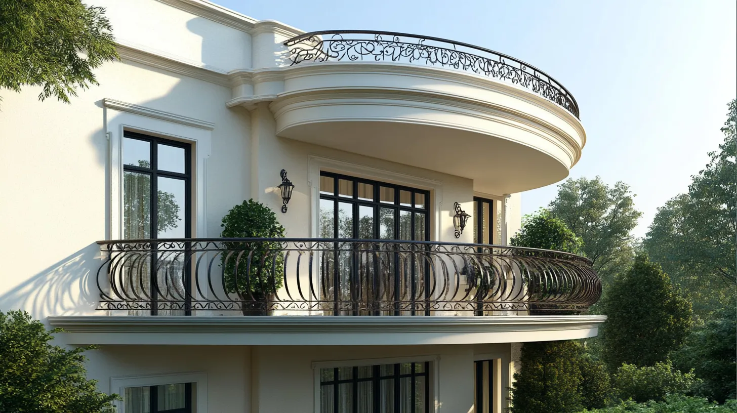 front round balcony design with railing