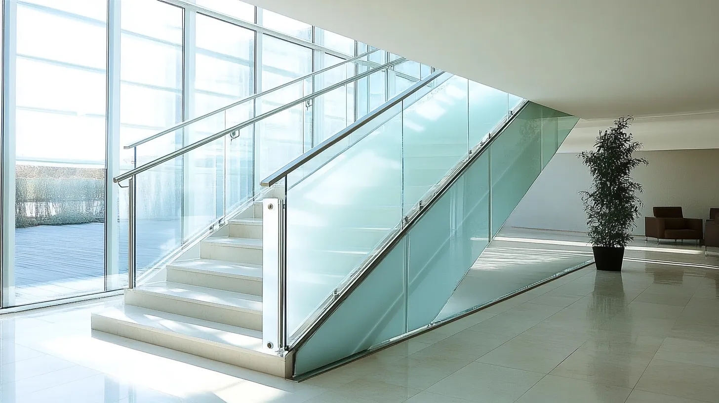 frosted glass stair railing design