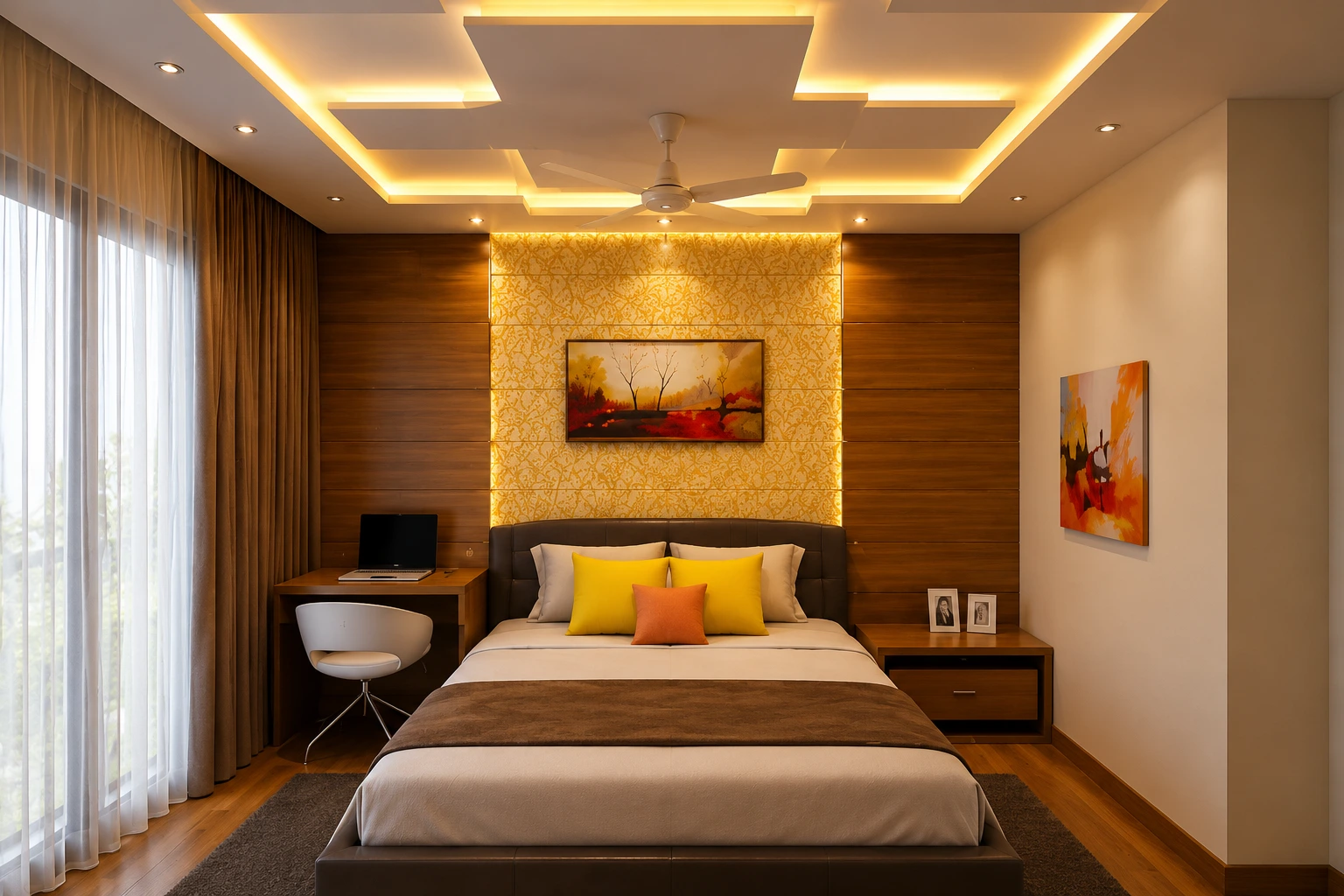 Geometric POP Design for Master Bedroom