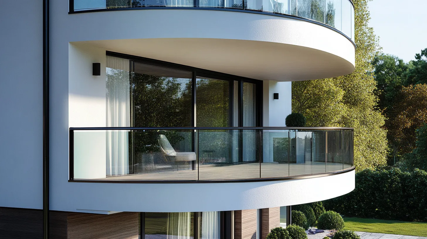 glass modern front balcony design