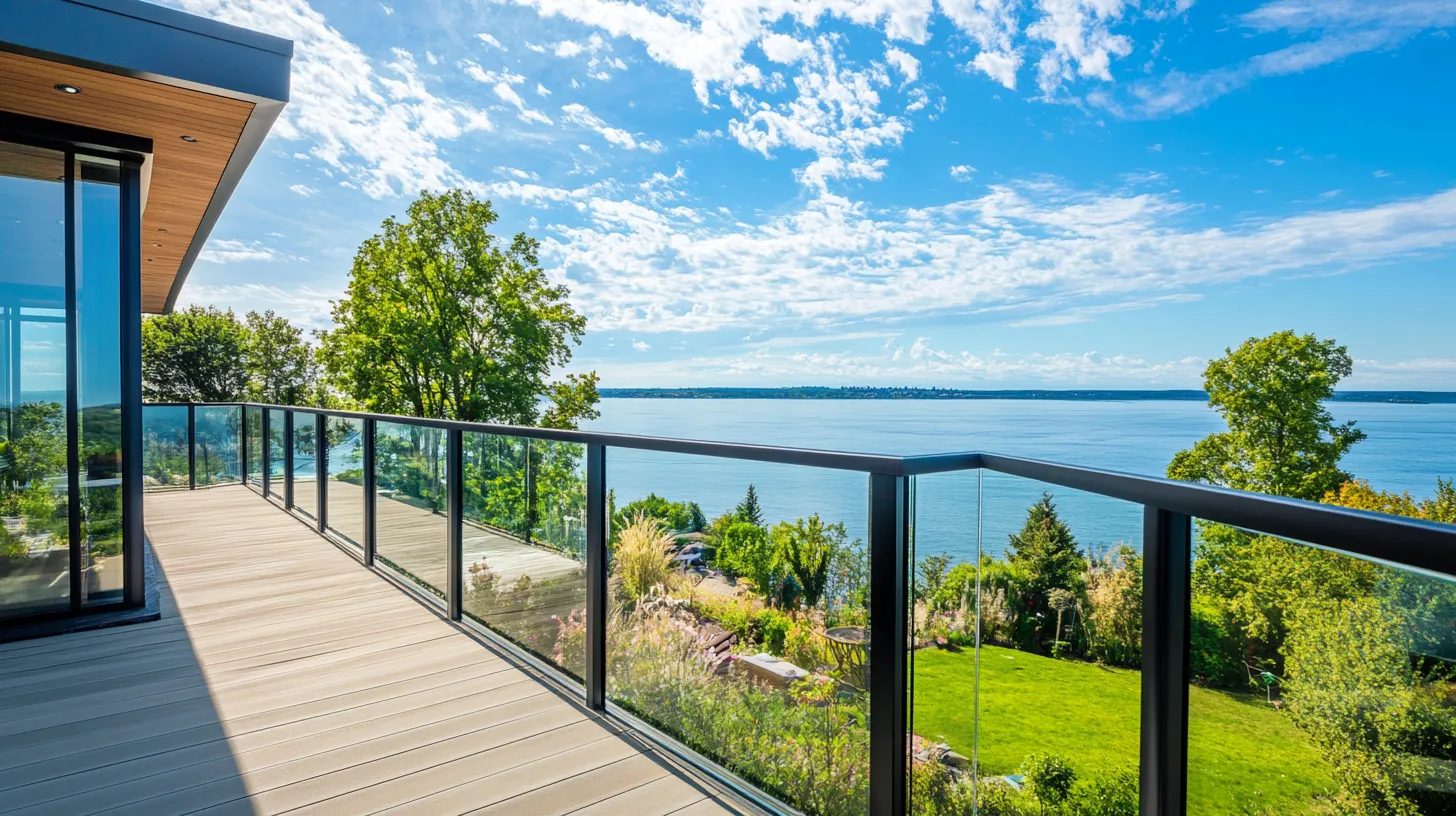 glass railings design with metal frames