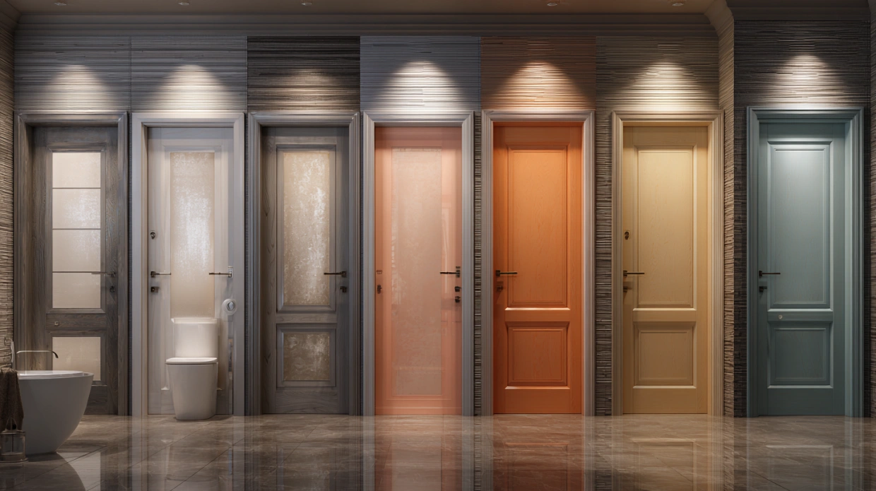 PVC bathroom door price types and design options