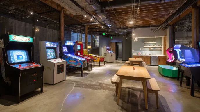 interactive gaming room design with board games and props