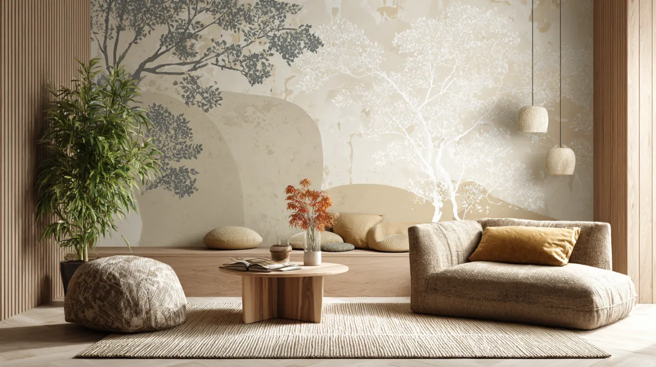 japandi style wallpaper design