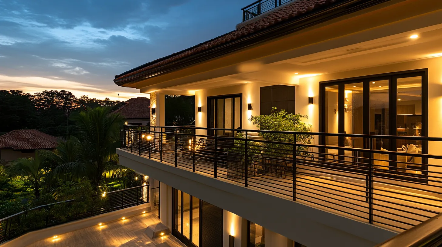lighting 2nd floor front balcony
