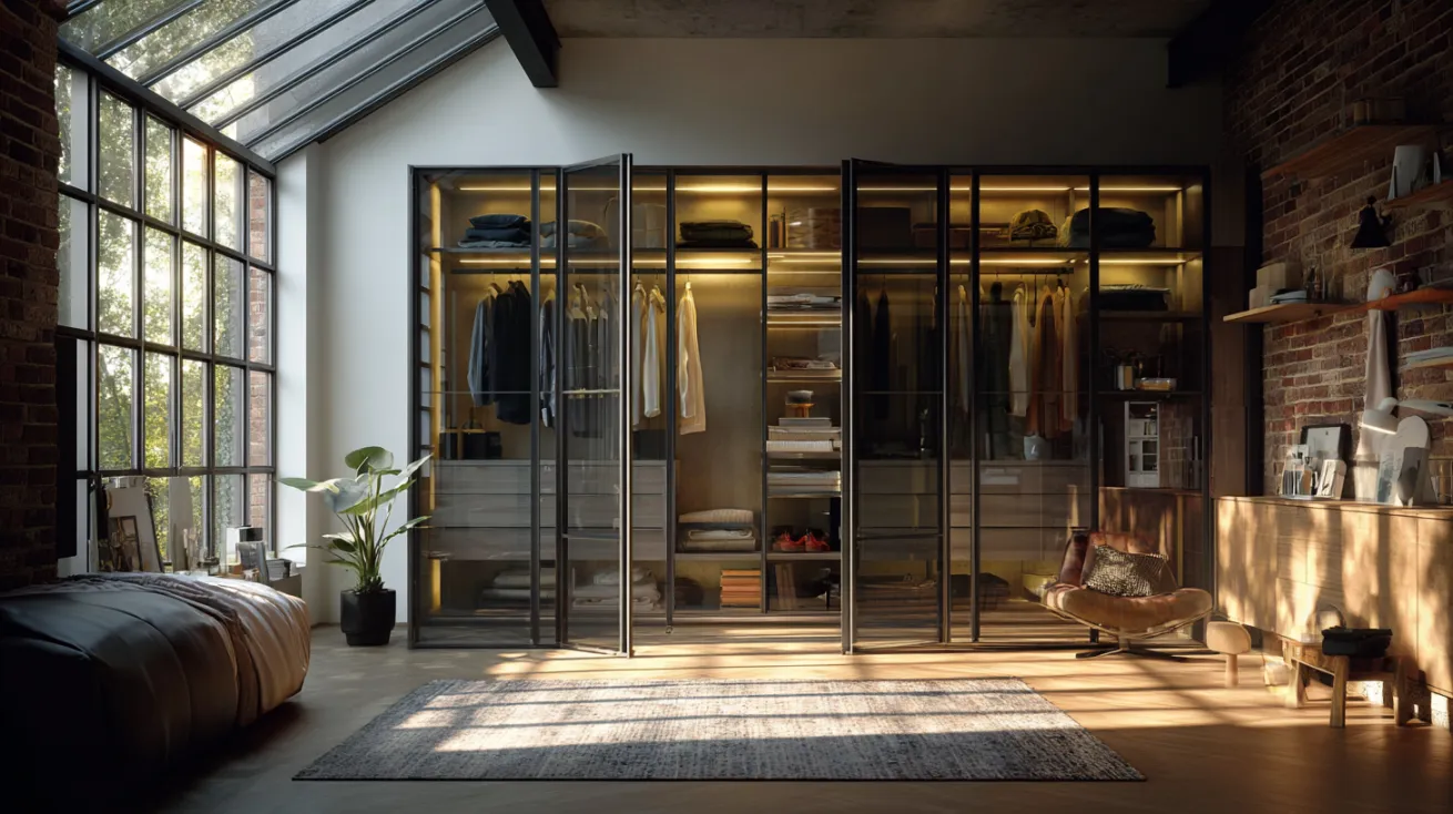 loft-style modern glass wardrobe