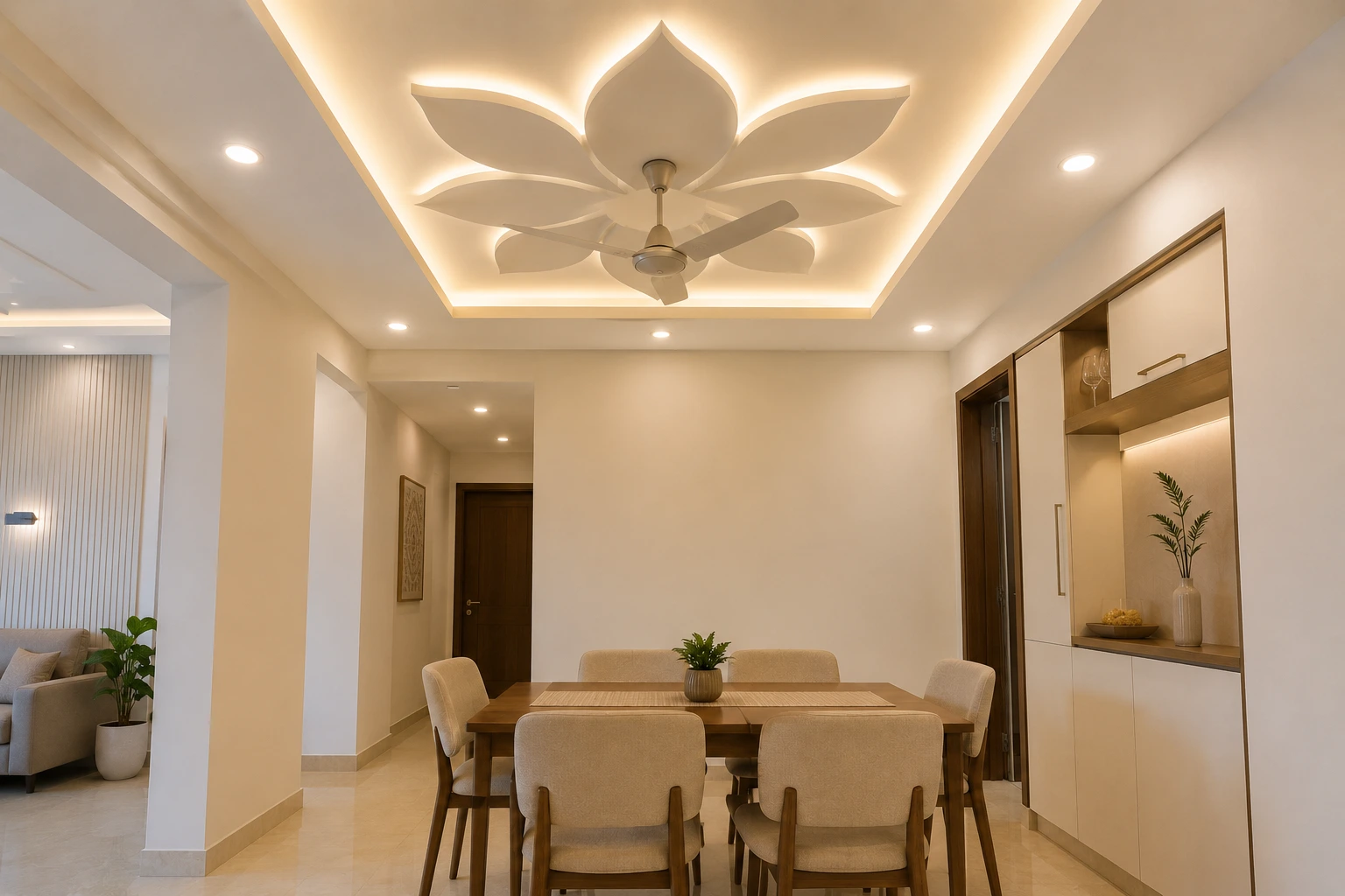 Minimal floral false ceiling design