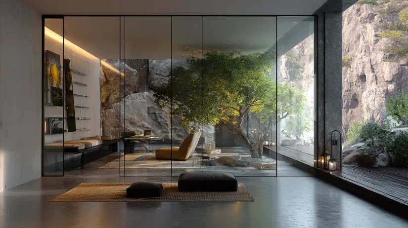 glass wardrobe design with mirrored sliding glass doors for sleek style