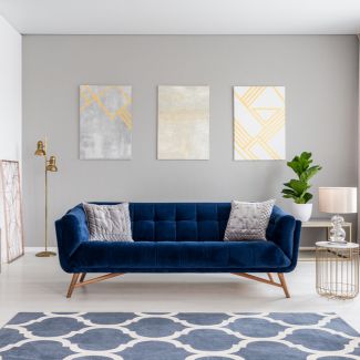 elegant navy blue sofa
