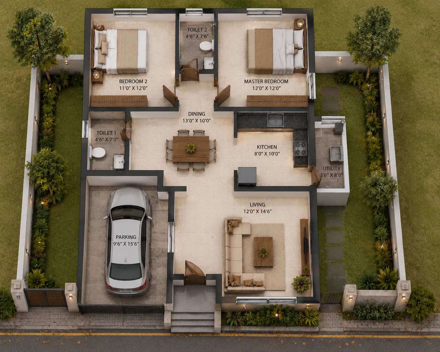 Modern Facade 2 Bedroom House Design