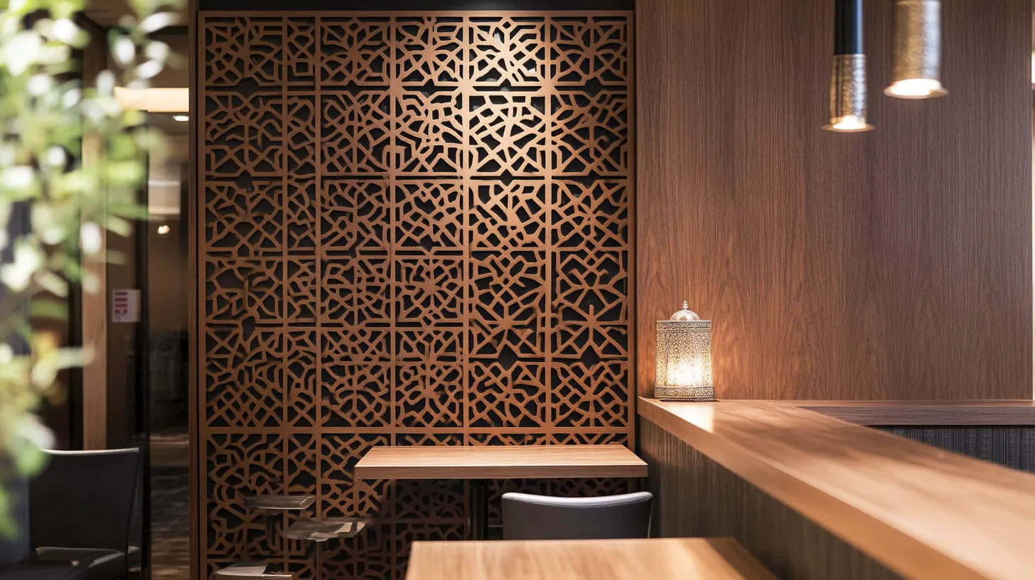 brown moroccan cnc cutting tile design for wall panel.